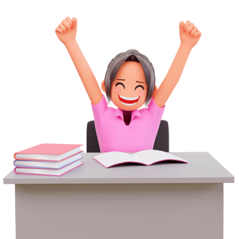 3d render Enthusiastic cute girl rejoicing from great news victory png