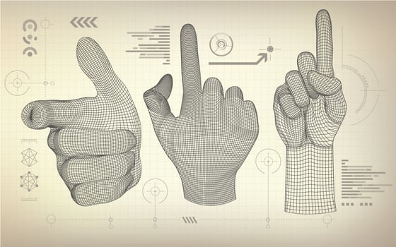 wireframe hand diagram vector