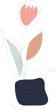 Beautiful hand drawn floral leaves and flowers one line art vector