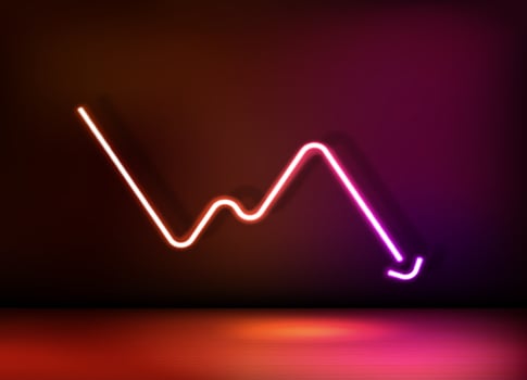 Neon glowing rating icon. 3d vector illustration