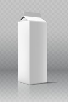 3d realistic vector icon. Carton milk bow mockup. Isolated on white background. Side view.