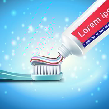 3d illustration.Toothpaste being applied to the toothbrush. Teeth cleaning and brushing background. vector