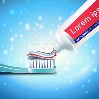 3d illustration.Toothpaste being applied to the toothbrush. Teeth cleaning and brushing background. vector