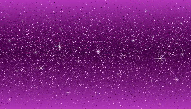 Cosmic violet background with glitter sparkles or confetti. vector