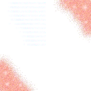 White background with rose gold glitter sparkles or confetti and space for text. vector