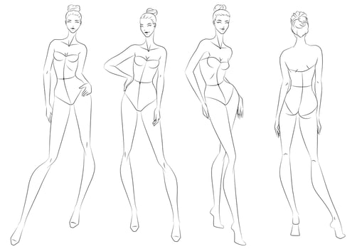 Fashion figure ten heads design template croquis wearing bodice vector