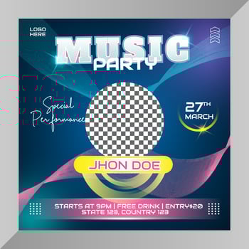 Social media post live music party baner or flyer for social media template vector