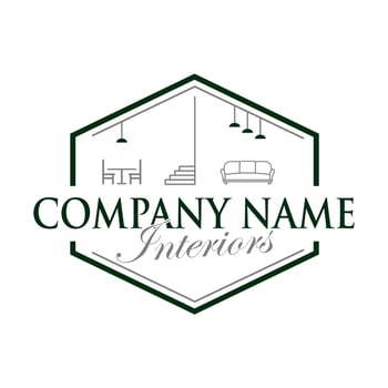Interior room, furniture gallery logo design vector