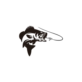 Fishing logo. Wild Fish Logo, Fly Fishing Logo, Fishing Hook. Design isolated white background vector