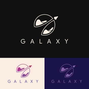 minimalist simple planet with rocket logo design vector
