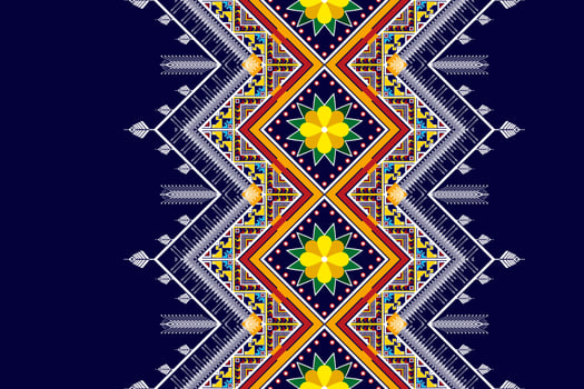Ikat ethnic seamless pattern design. Aztec fabric carpet mandala ornaments textile decorations wallpaper. Tribal boho native ethnic turkey traditional embroidery vector background