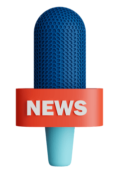 3d render news reporter microphone. png