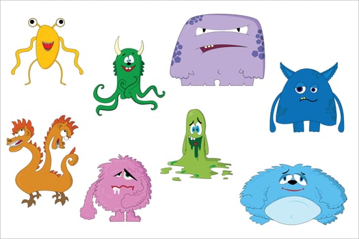 Cute Cartoon Monsters. Set of cartoon monsters. halloween design vector