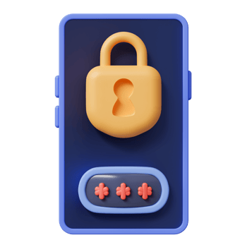 3d render smartphone with padlock on screen. png