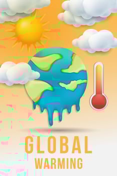 realistic global warming vertical poster banner illustration vector