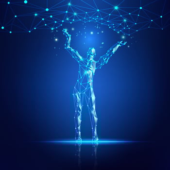 wireframe man reaching vector