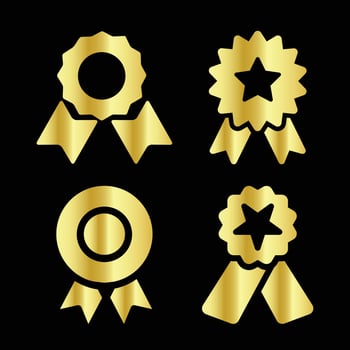 Gold badges seal quality labels. sale medal badge premium stamp golden genuine emblem vector