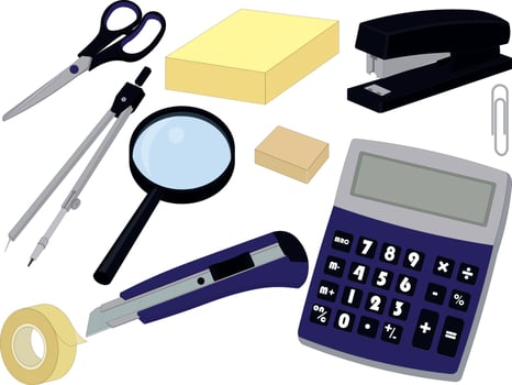 School, office and stationery supplies collection vector illustration