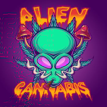 Alien Cannabis Mascot Logo Template vector