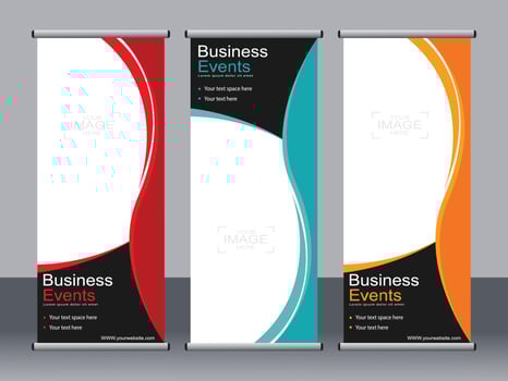 Business banner roll up set standee banner template. vector