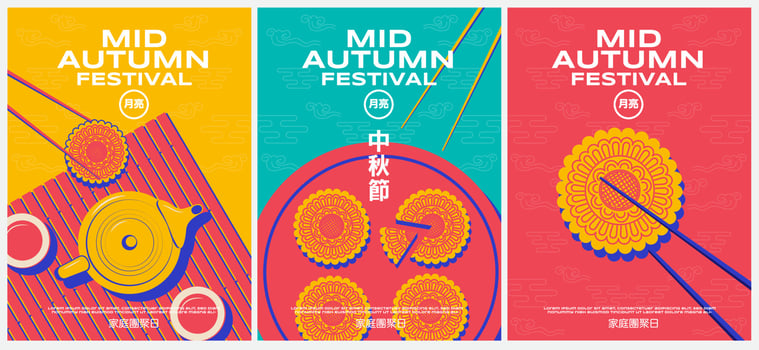 Happy Mid autumn festival, template banner Background, texture drawing illustrate. vector