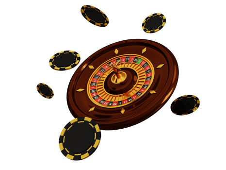 Casino roulette wheel and Poker Chips isolated on white background. 3d illustration. Online casino roulette gambling png