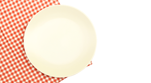 plate on tablecloth on transparent background png file