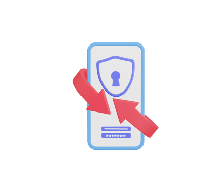 Password change icon. Notification. Security message. Save data on phone. 3d illustration png