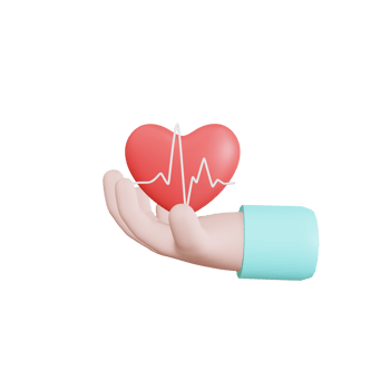 Icon 3D heart. and heartbeat wave. 3d illustration png