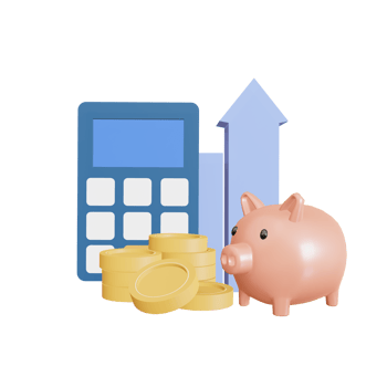 Pink piggy bank with calculator and gold coins.   saving money wealth and financial and start saving concept, copy space, 3D rendering illustration png