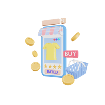 E-Commerce Online Shopping Product Rating Review Mobile Application. 3d illustration png