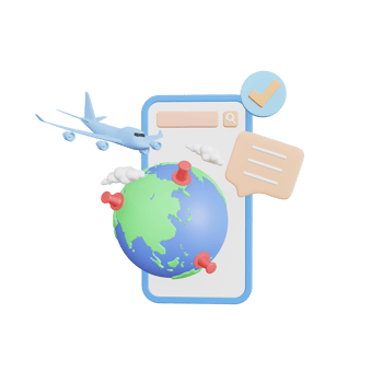 ravel tourism trip planning world tour. Tourism plane trip planning a world tour and Find flights and attractions with pin location. 3D illustration png