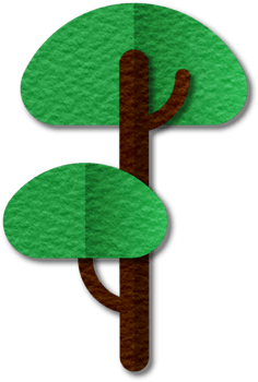 Png modern illustration of volumetric tree. Trendy craft style card design. 3d effect imitation