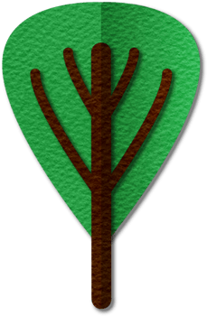 Png modern illustration of volumetric tree. Trendy craft style card design. 3d effect imitation