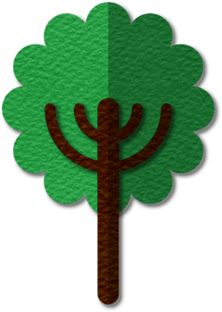 Png modern illustration of volumetric tree. Trendy craft style card design. 3d effect imitation