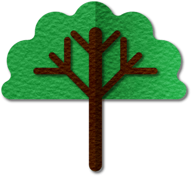 Png modern illustration of volumetric tree. Trendy craft style card design. 3d effect imitation