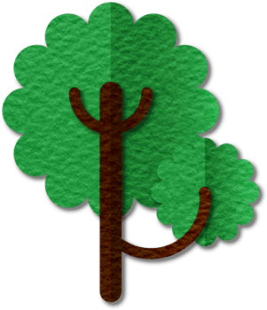 Png modern illustration of volumetric tree. Trendy craft style card design. 3d effect imitation