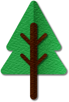 Png modern illustration of volumetric tree. Trendy craft style card design. 3d effect imitation