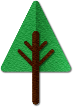 Png modern illustration of volumetric tree. Trendy craft style card design. 3d effect imitation