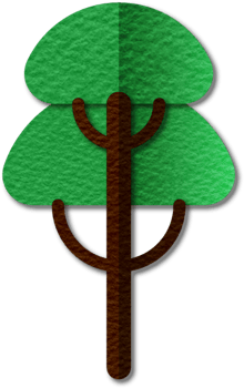 Png modern illustration of volumetric tree. Trendy craft style card design. 3d effect imitation