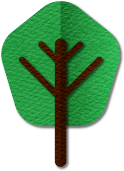 Png modern illustration of volumetric tree. Trendy craft style card design. 3d effect imitation