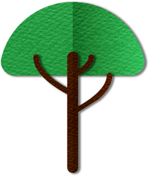 Png modern illustration of volumetric tree. Trendy craft style card design. 3d effect imitation
