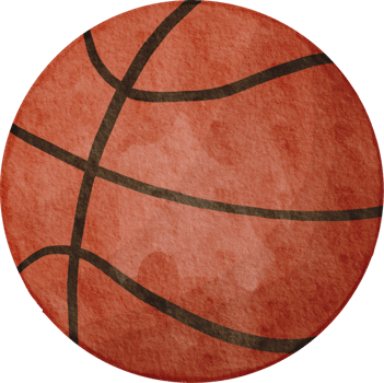 Hand drawn watercolor basketball png