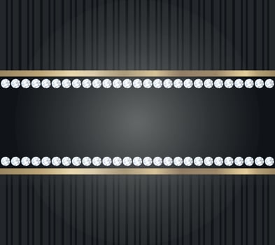 Dark gray background with diamonds and gold stripes vector
