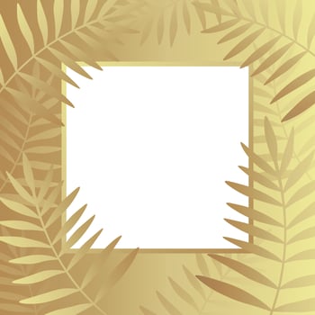 Modern gold tropical leaves abstract frame. vector