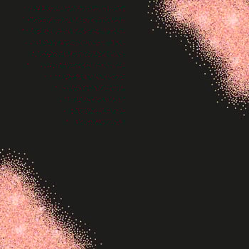 Black background with rose gold glitter sparkles or confetti and space for text. vector