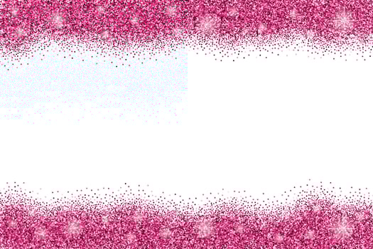 White horizontal background with pink glitter sparkles or confetti and space for text. vector