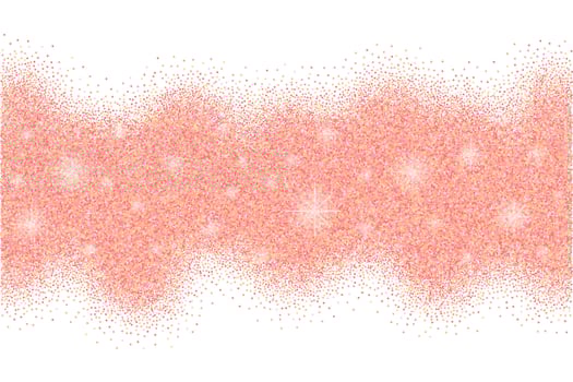 White horizontal background with rose gold glitter sparkles or confetti and space for text. vector