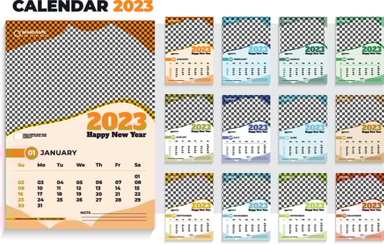 Modern 2023 calendar design template Free Vector