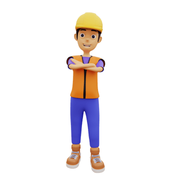 3D Character male construction worker png